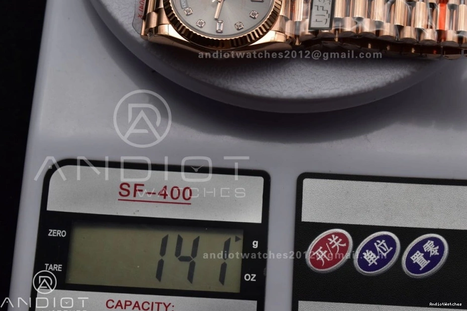 Diamond Square V5 Original DayDate RG (Gain Edition Dial Weight) President Best Steel 671 on 36 904L Grey with Bracelet vr3255 QF 0129